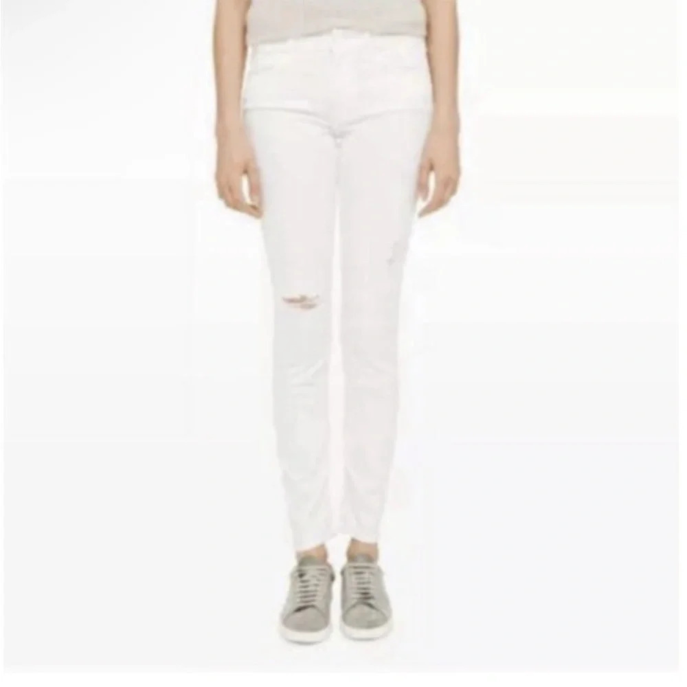 Mother The Looker 25 0 Stayin' Rowdy Distressed White Jeans Denim Skinny
